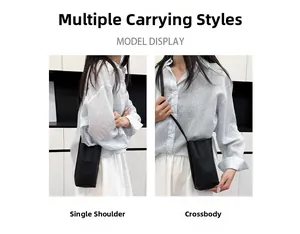Schultertasche aus Leder mit Litschimuster, gezeigt in Schulter- und Crossbody-Modus