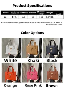 Tableau des tailles et options de couleurs pour le sac à main carré en cuir PU tendance