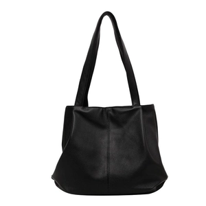 Black vintage large capacity tote bag in lychee pattern faux leather for daily commute