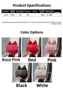 Detailed size guide for mini polka dot crossbody bag with PU material and strap dimensions