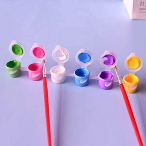 6-color acrylic paint set with 2 brushes for kids DIY plaster painting and crafts