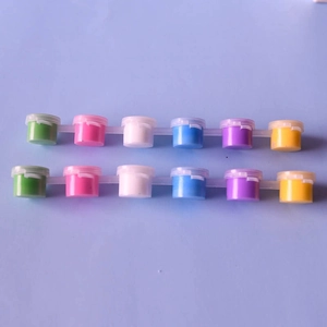 12-color acrylic paint set in six-pot strips with bright high-saturation pigments
