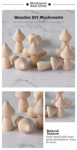 Détail de 10 champignons en bois de lotus lisse inachevé pour la peinture DIY et l'artisanat