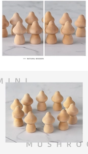 Détail de mini champignons en bois naturel lisse pour micro-paysages et bricolage DIY