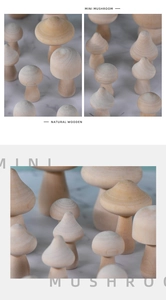 Vue macro de mini champignons en bois naturel aux formes variées et texture boisée