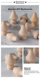 Set of 10 solid Schima superba wood mushroom crafts for DIY painting and creative decor