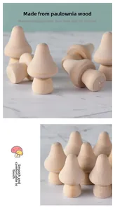 Polished Schima superba wood mushroom toy with smooth surface and child-safe edges
