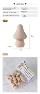 Detail specifications for 10-piece 5cm unfinished wooden DIY mushroom craft set