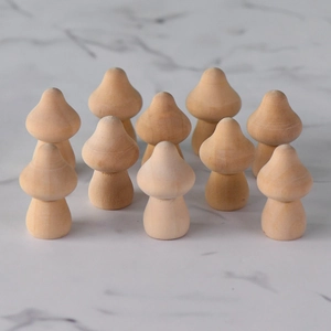 Champignons en Bois Naturel non Peints Bricolage Art Décoration Table Maison Bois de Lotus Poli Jouets Éducatifs