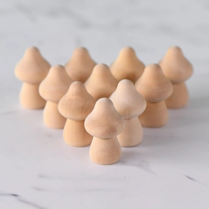 Lot de 10 figurines champignons en bois naturel pour loisirs créatifs et DIY