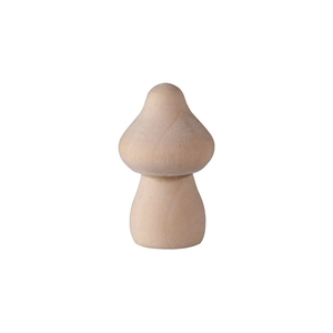 Figurine de champignon en bois minimaliste avec grain naturel sur fond blanc