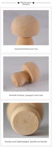 Detailed views of the smooth unpainted wooden mushroom craft showing top and base texture