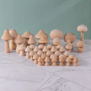 Ornements de Champignons en Bois de Schima Superba Naturels Non Finis Polis Peinture DIY Artisanat pour la Maison Décoration