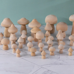 Lot de champignons en bois naturel pour peinture DIY et décoration intérieure créative