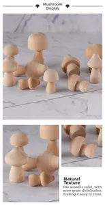 Macro shot of unfinished Schima superba wooden mushrooms with natural wood grain detail