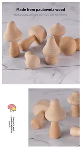 Macro shot of polished lotus wood mushroom crafts with smooth surfaces for DIY painting