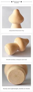 Macro detail of unpainted natural wood grain and smooth polished mushroom base for DIY