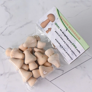 DIY unpainted natural wooden mushrooms set for creative painting and home decoration