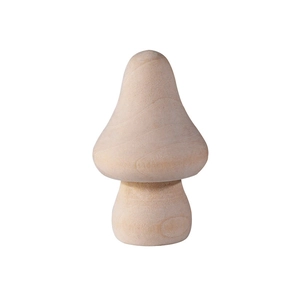 Minimalist DIY wooden mushroom craft doll with natural grain for home decoration