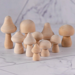 DIY Unfinished Natural Wood Mushroom Set Creative Blank Smooth Schima Superba Wooden Mushroom Ornaments For Painting Crafts Home Decor