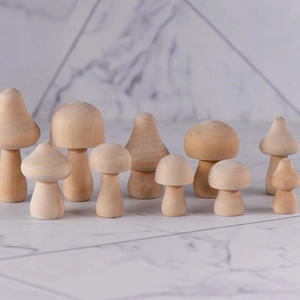 10-piece set of unfinished wooden mushrooms for DIY crafts and home decoration