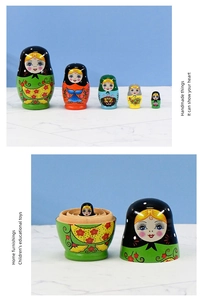 Détails de poupées russes en bois de 5 pièces avec motifs floraux peints à la main