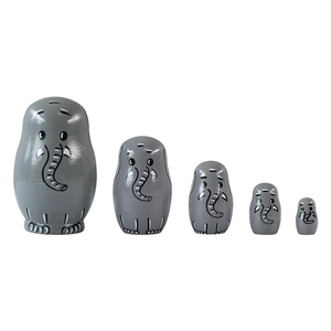 Ensemble de 5 poupées russes éléphant gris en bois fait main cadeau pour enfants