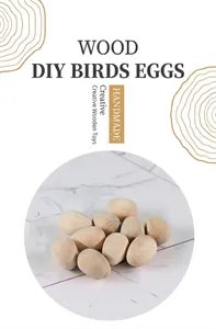 Detailed view of ten smooth natural wooden DIY eggs for creative painting and handicraft