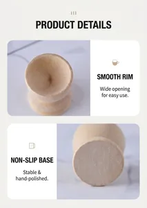 Detail of wooden egg holder with smooth rounded edges and non-slip bottom base