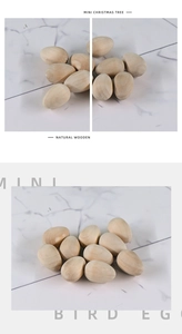 Detailed view of mini natural wooden bird eggs set for DIY crafts and home decoration