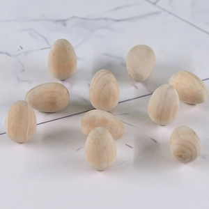 Set of 10 natural wooden egg models for DIY painting and Easter home decorations
