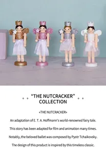 Set of four pastel fairy nutcracker figurines with glitter wings and star wands
