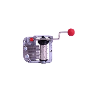 Mechanical 18-note DIY music box movement with silver metal crank and cylinder