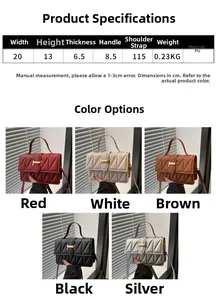 Guide des tailles et détails du sac à main matelassé en cinq coloris chic