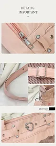 Détails du sac Ita rose en cuir texturé avec rivets en cœur et finitions métalliques argent