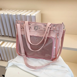 Ita Bag Women PU Leather Transparent PVC Window Heart Metal Buckle Large Capacity Crossbody Handbag Japanese Student DIY Clear Bag