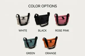 Nylontaschen in Weiß, Schwarz, Rosé, Grün und Orange in der Farbübersicht gezeigt