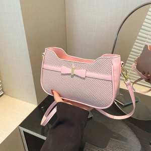 Sac Sous le Bras pour Femme Nœud Sac à Bandoulière Cuir PU Texture Tissée Couleur Unie Rétro Décontracté pour Bureau Quotidien