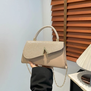 Women Sequined Evening Clutch Bag Elegant V Buckle Handbag With Chain Shoulder Strap For Wedding Party Banquet Ladies Purse