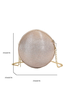 Sparkly champagne gold sequin sphere clutch bag with 17cm chain strap for party evening