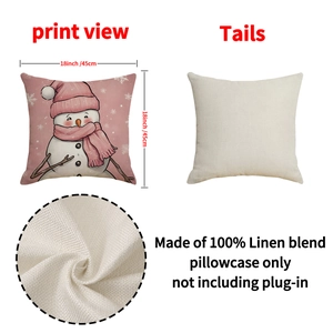 Christmas snowman pattern linen pillowcase 18x45cm for sofa and home decor