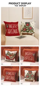 Détail de housses de coussin de Noël avec motifs festifs et texte Merry Christmas