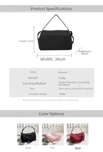 Detailed technical diagram of large capacity 38x22cm lightweight yoga and fitness duffel bag