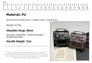 Detailed size specifications of the PU leather vintage backpack with dimensions and weight