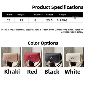 Specifiche dettagliate della borsa a spalla con fiocco in vari colori disponibili