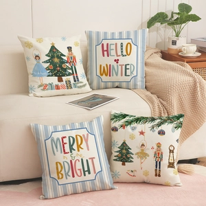 Set di 4 federe per cuscini Schiaccianoci per decorazioni natalizie e divano di casa