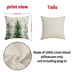 Nordic Christmas tree linen pillow cover 18x18 inch showing front and back view details