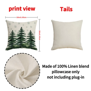 Christmas pine tree printed linen pillow cover 18x18 inch for sofa home decor
