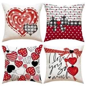 Θήκη Μαξιλαριού Λινή Με Καρδιά Αγίου Βαλεντίνου Ρομαντικό Τύπωμα Ερωτικών Γραμμάτων Διακοσμητικό Κάλυμμα Μαξιλαριού Για Καναπέ Κρεβατοκάμαρα