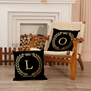 Black and gold LOVE letter throw pillow covers with crown prints for home sofa decor